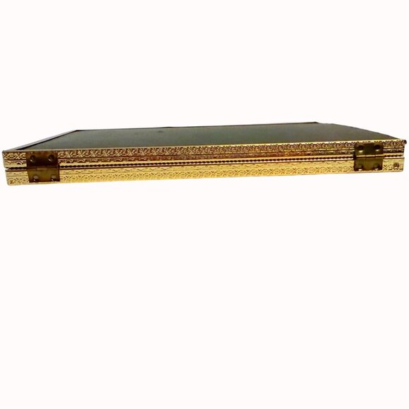 Gold Tone Double Hinged Picture Frame VTG Chic Photos Ornate Edging 8" x 10" - Picture 6 of 13